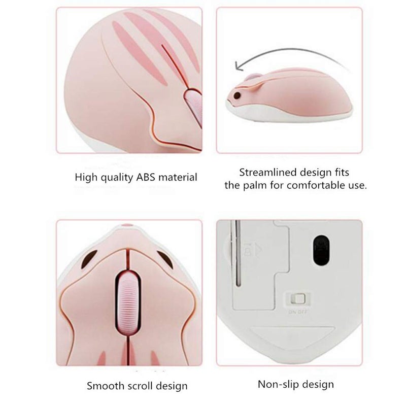 Sunffice Cute Hamster Mouse,Wireless Mouse 2.4 Ghz 1200 DPI Less Noise Cartoon Animal Shape Portable Optical Mice with USB Receiver for Notebook Windows Computer PC Laptop Gift Kids(Pink) - Image 5